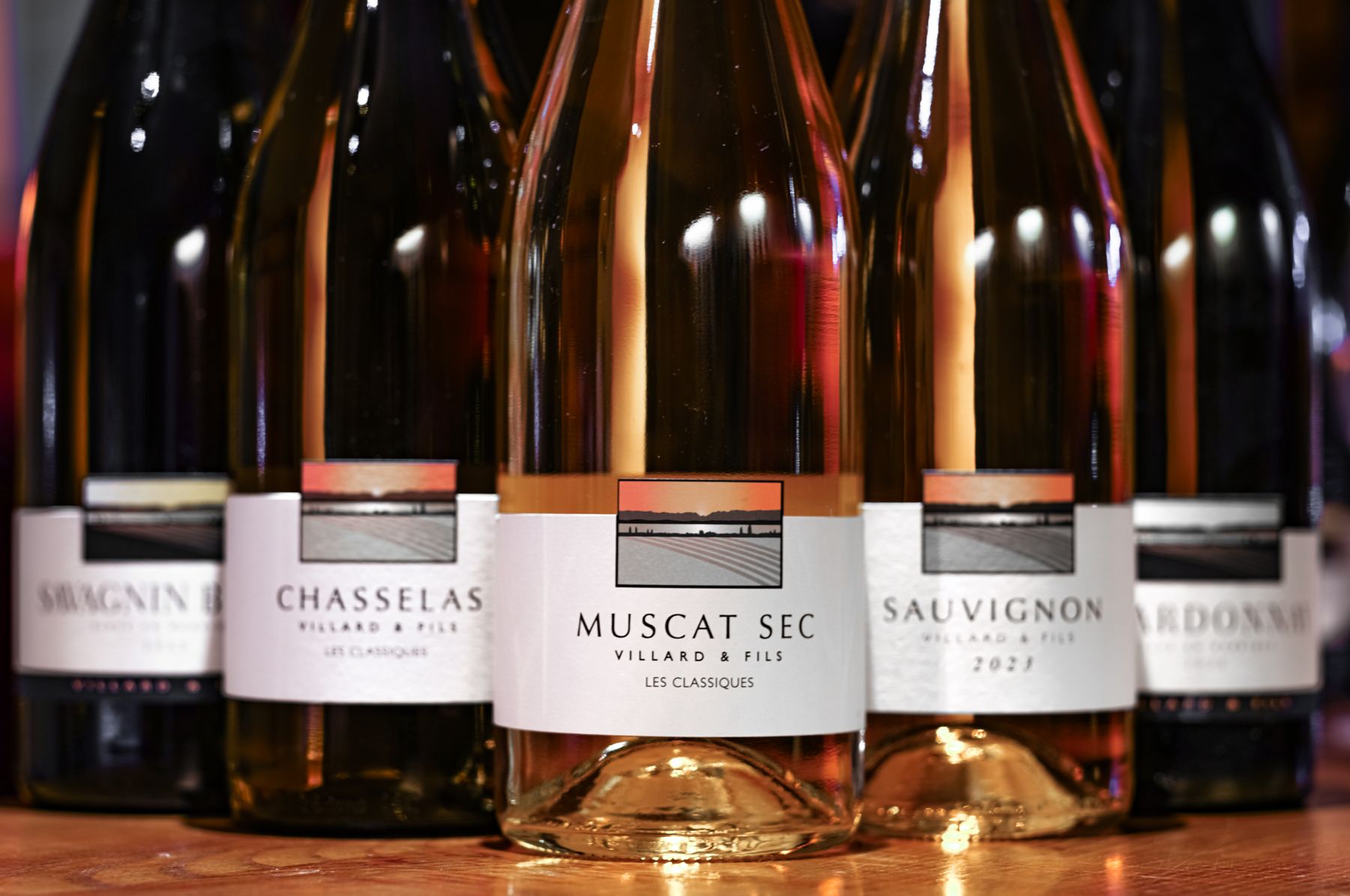 Les bouteilles des Classiques : Muscat Sec, Chasselas, Sauvignon